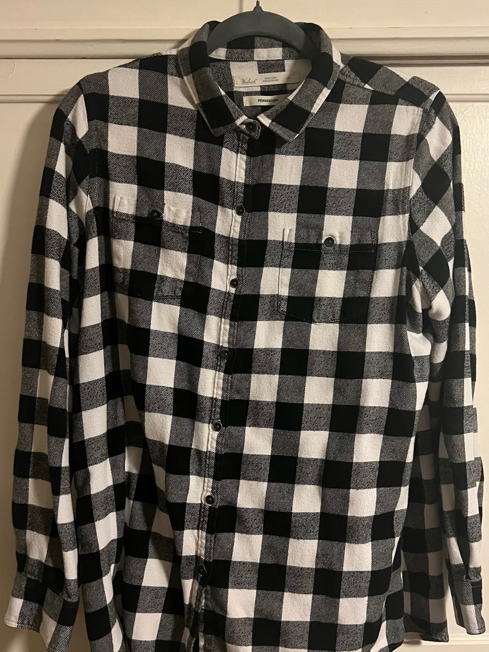 Woolrich Black and White Buffalo Check Button-Up Shirt
